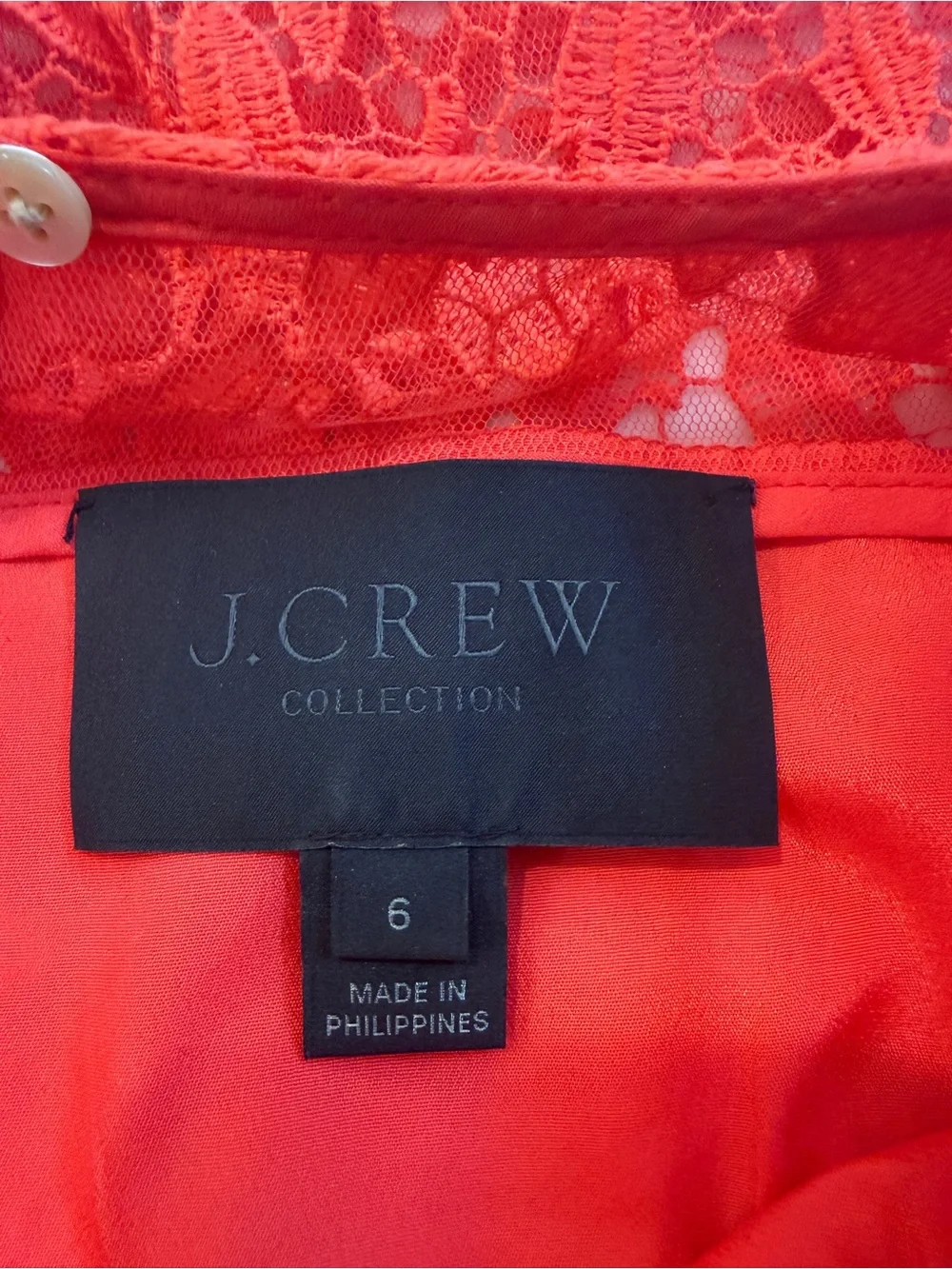 J.Crew Collection Floral Lace Sheath Dress Coral Red Sleeveless Size 6